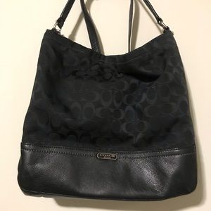 Black Leather and Fabric Bag